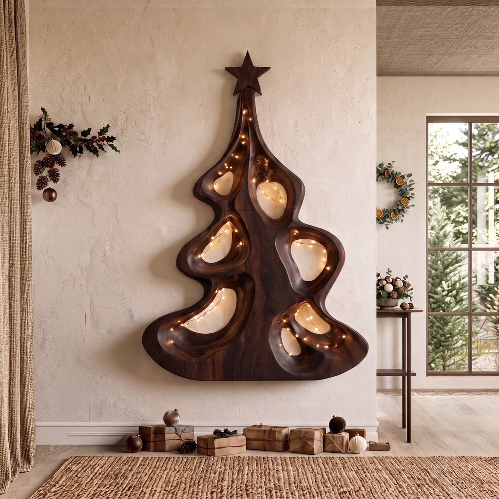 Modern Christmas Wall Decor With Artistic Hollow Tree Form For Entryway SINLSAWA151
