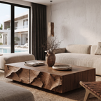 Contemporary Coffee Table With Sculptural Carved Drawer Front For Living Room SINLHACF424