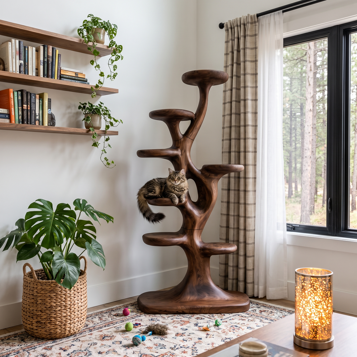 Modern Tree Shaped Cat Tree With Multi Level Platforms For Indoor Cats SINLHATT017