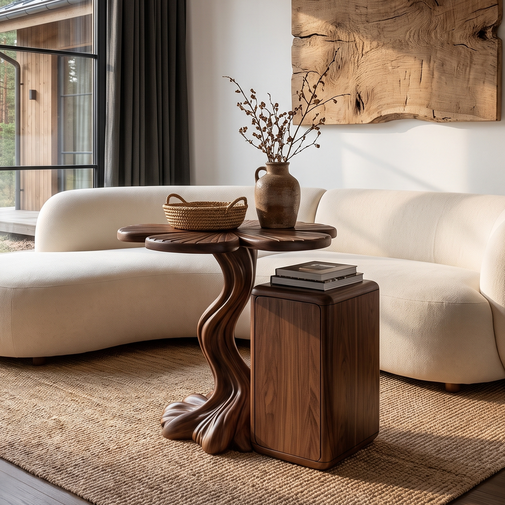 Modern Side Table With Tree Inspired Base For Living Room SINLHASTA305