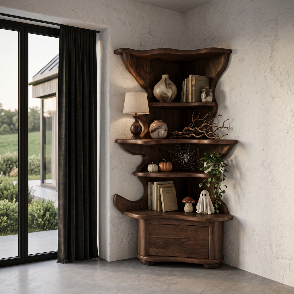 Modern Corner Bookshelf With Drawer Storage For Living Room SINLHABS074