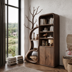 Rustic Tree Cabinet With Branch Inspired Shelving For Reading Room SINLHASD541