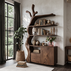 Organic Display Cabinet With Flowing Tree Silhouette For Bedroom SINLHASD542