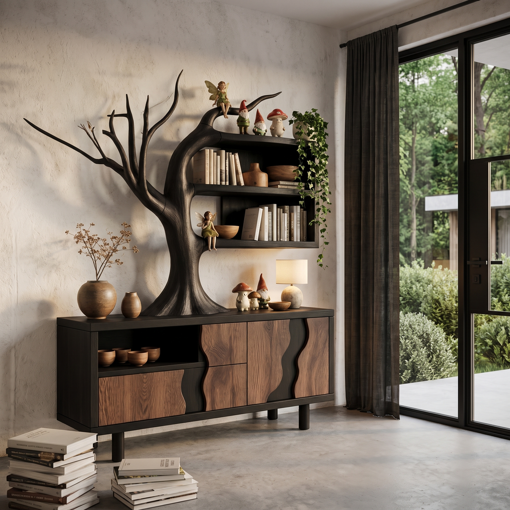 Modern Cabinet With Integrated Tree Branch Design For Living Room SINLHASD546