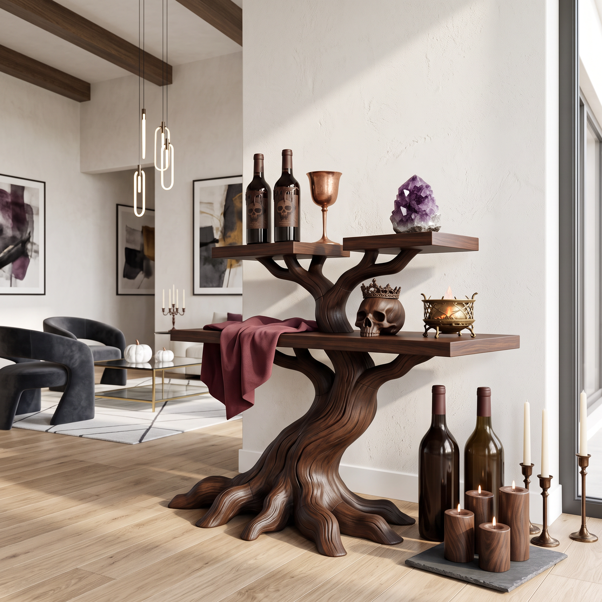 Minimalist Gnarled Tree Console For Vintage Halloween Decor SILDTTNCS160