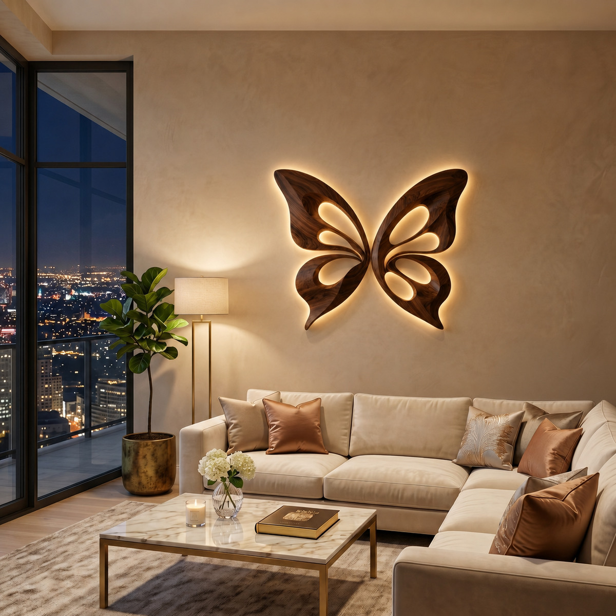 Modern Wooden Butterfly Wall Art Hand Carved For Living Decor RTTHTTWA153