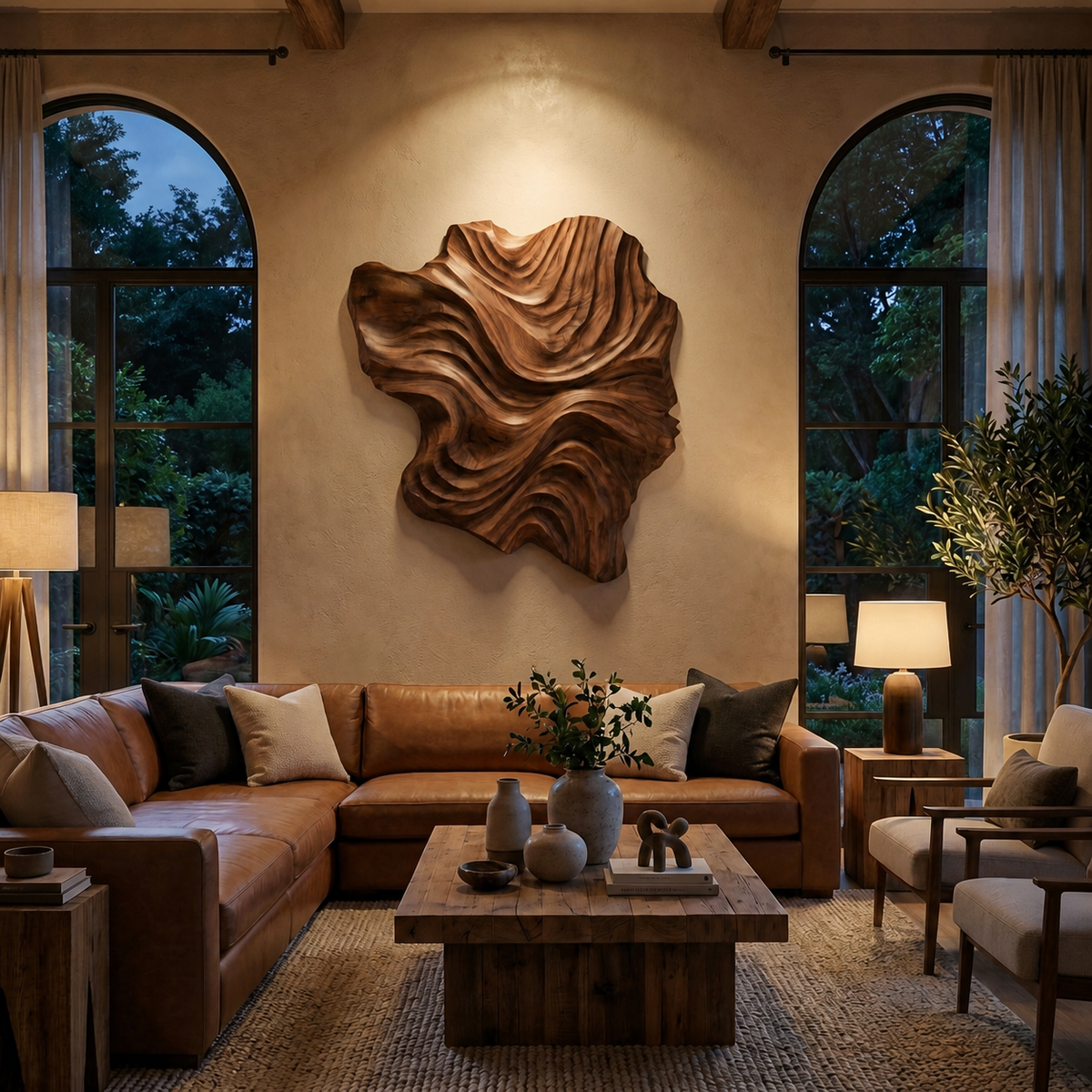 Organic Wood Wall Art Wave Design For Luxury Living Room RTTHTTWA132
