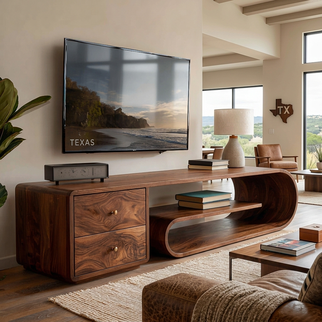 Modern TV Stand With Rounded Form For Living Room Space RTTHTTTVC077