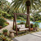 Organic Wood Swing With Backrest For Patio RTTHTTSG002