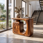 Modern Sculptural Console Table With Rounded Storage Cabinet For Entryway SINLKICS703