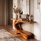 Rustic Sculptural Console Table With Curved Base For Entryway SINLKICS705