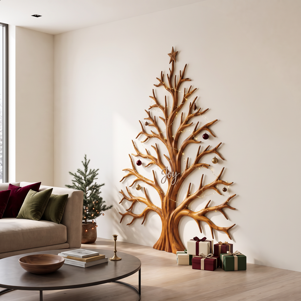 Contemporary Christmas Wall Decor With Artistic Tree Silhouette For Hallway SINLSAWA138