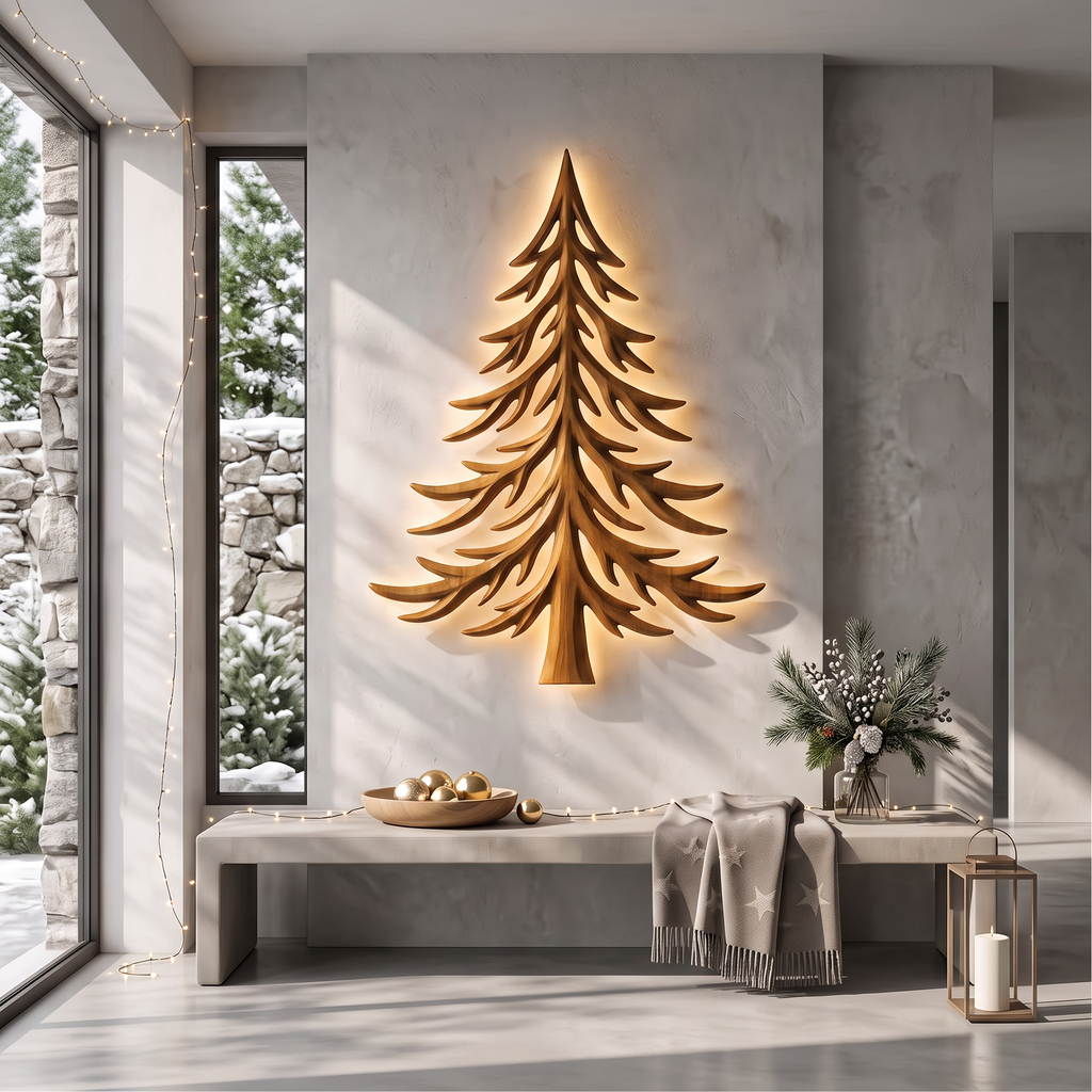Modern Christmas Holiday Wall Decor With Layered Pine Branch Design For Living Room SINLSAWA143