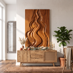 Natural Christmas Abstract Wall Decor With Fluid Carved Design For Bedroom SINLSAWA149