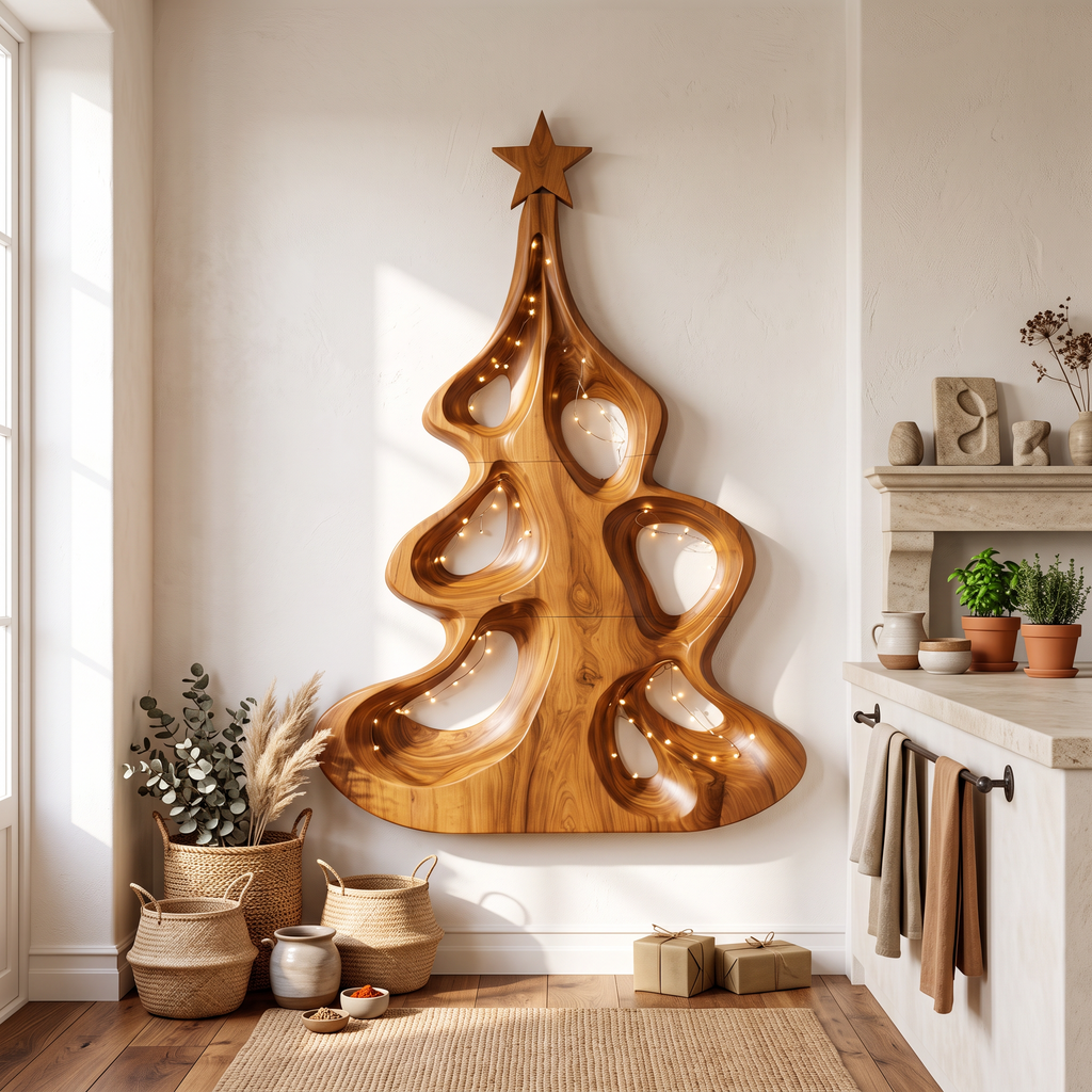 Modern Christmas Wall Decor With Artistic Hollow Tree Form For Entryway SINLSAWA151