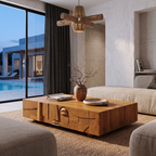 Modern Statement Coffee Table With Textured Relief Drawers For Living Room SINLHACF425