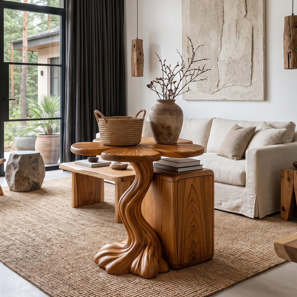 Modern Side Table With Tree Inspired Base For Living Room SINLHASTA305