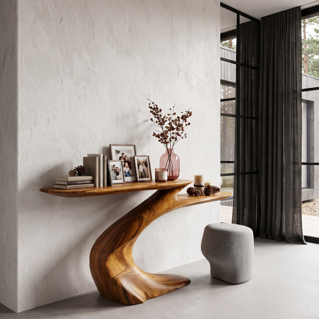 Mid Century Sculptural Console Table For Foyer And Living Room SINLHACS693