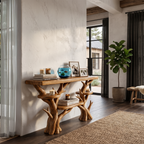 Rustic Sculptural Console Table For Entryway And Living Room SINLHACS696