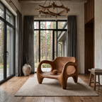 Mid Century Accent Chair With Wide Curved Back For Living Room SINLHACHR041