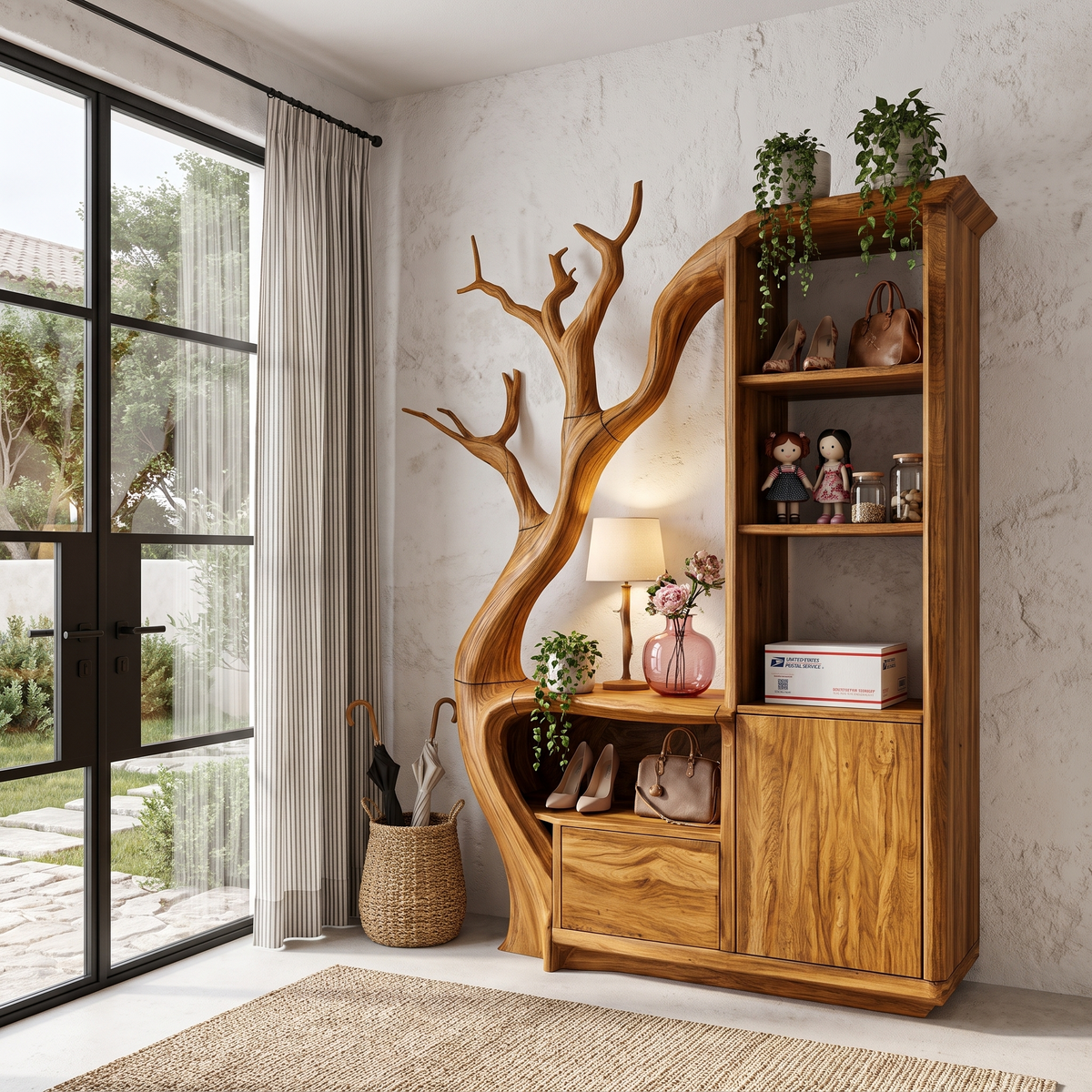 Modern Storage Cabinet With Rounded Frame Design For Entryway SINLHASD544