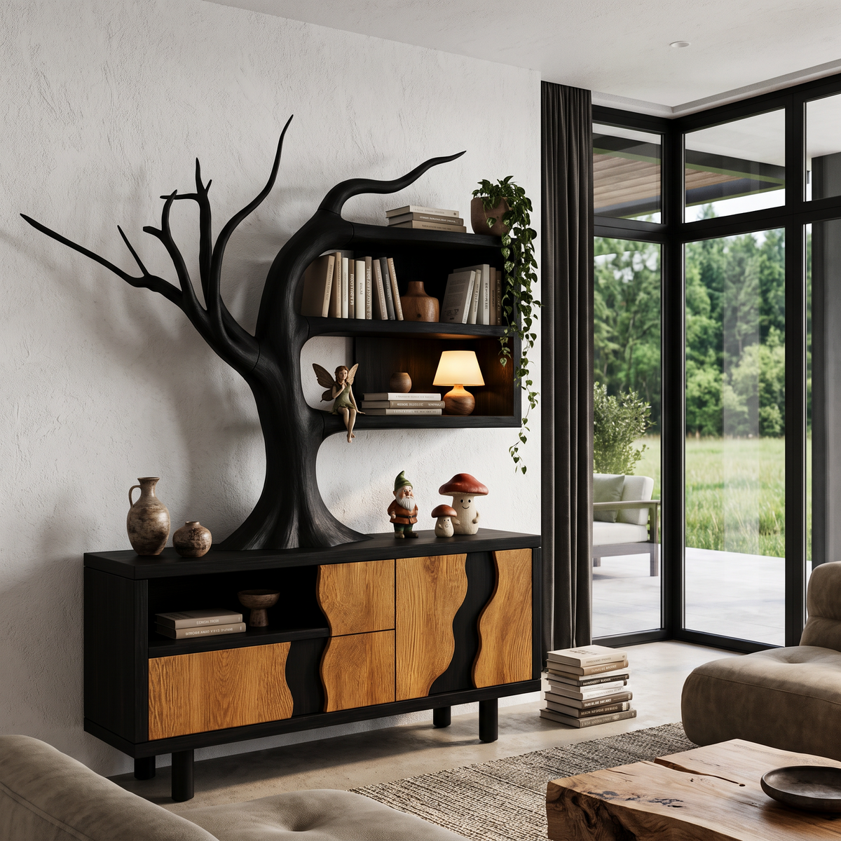 Modern Cabinet With Integrated Tree Branch Design For Living Room SINLHASD546