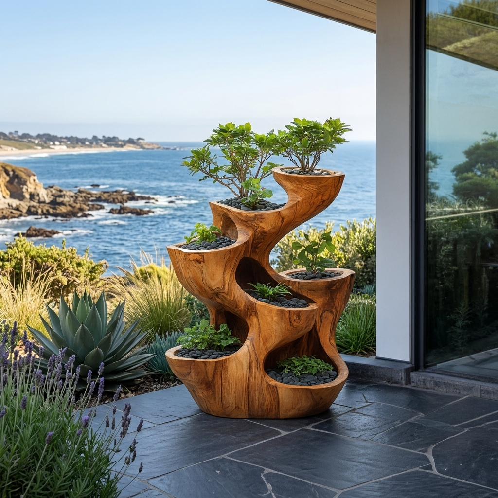 Organic Sculptural Multi Tier Planter For Garden Decor RTTHTTPT007