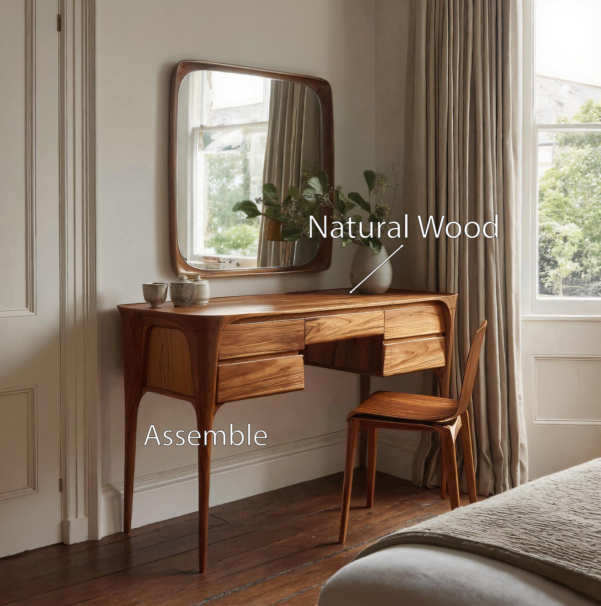 Modern Wooden Vanity Table With Drawers For Bedroom SITHHNVAN004