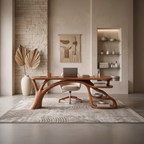 Rustic Curved Leg Writing Desk Home Office SILDTTNDE046