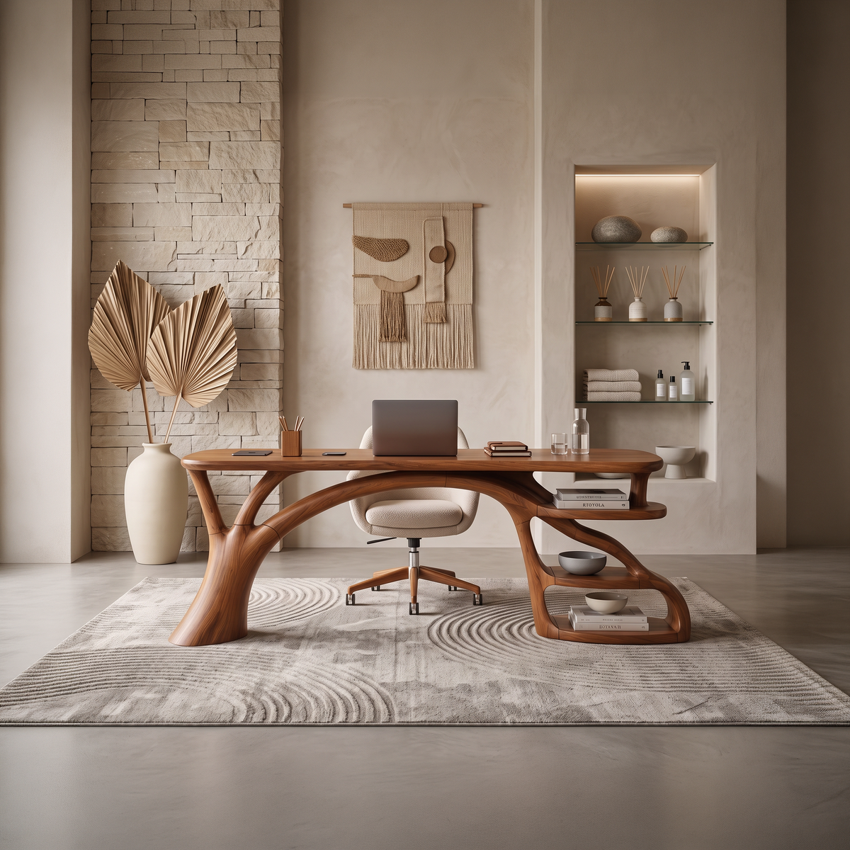 Rustic Curved Leg Writing Desk Home Office SILDTTNDE046
