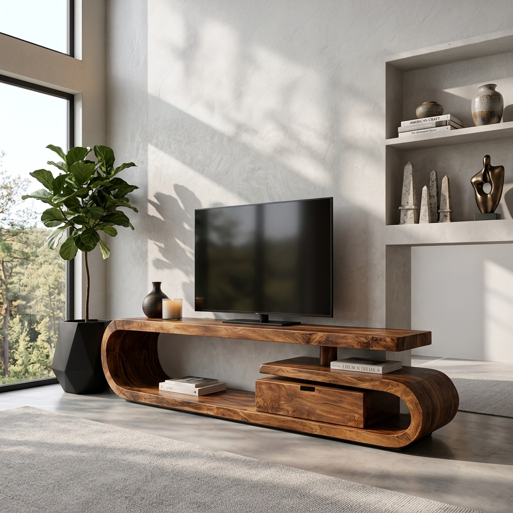 Handcrafted TV Cabinet For Living Room Media Use RTTHTTTVC034