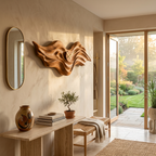 Organic Wood Wall Clock With Wave Sculpture For Living Interior RTTHTTWAC018