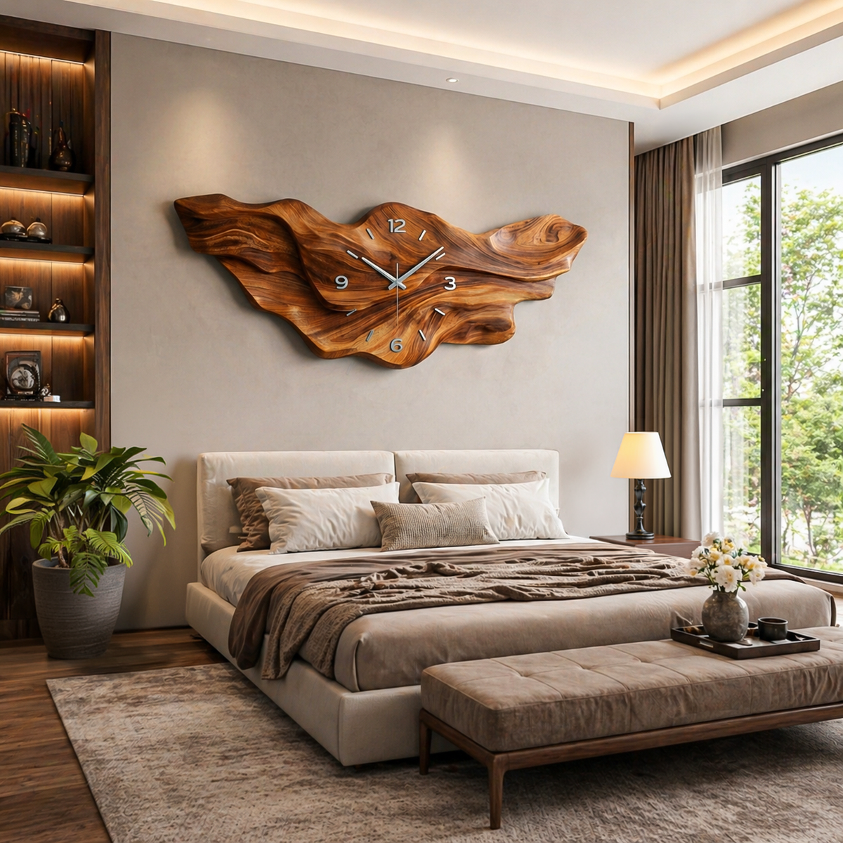 Modern Wooden Wave Wall Clock For Living Room Decor RTTHTTWAC028