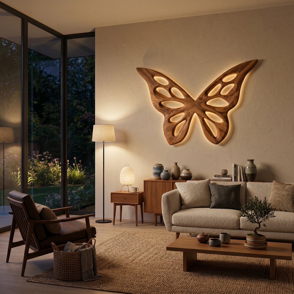 Artistic Butterfly Wooden Wall Art For Bedroom Or Lounge Decor RTTHTTWA154
