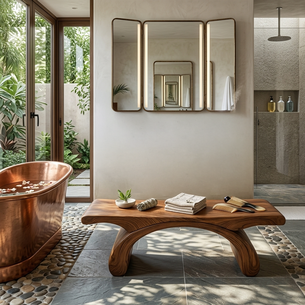 Modern Organic Shower Bench For Bathroom Or Spa Furniture SITHTTSB013