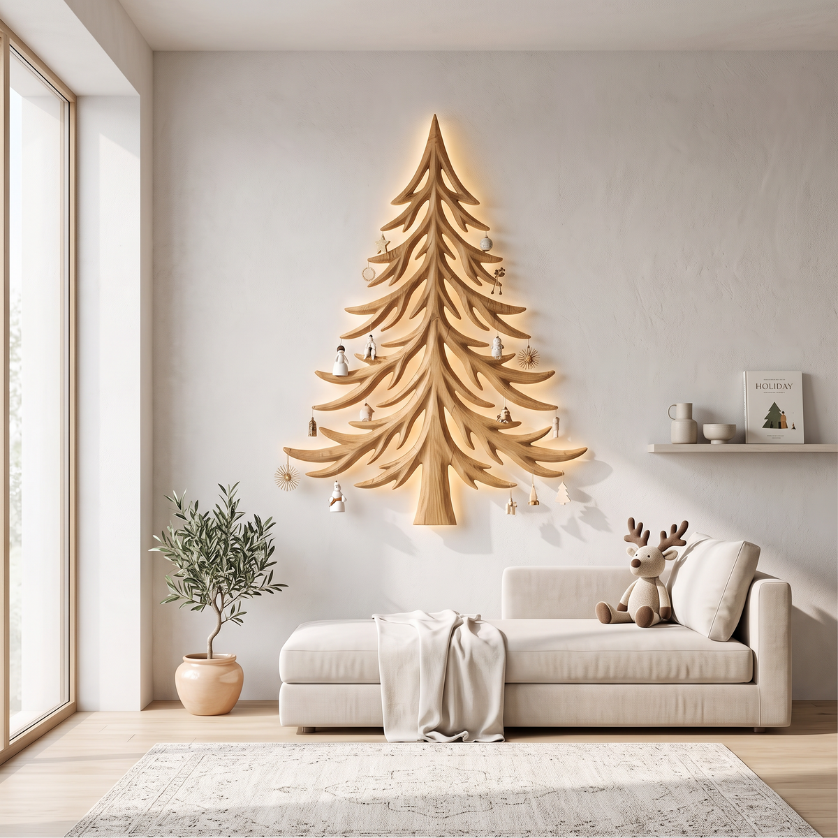Modern Christmas Holiday Wall Decor With Layered Pine Branch Design For Living Room SINLSAWA143