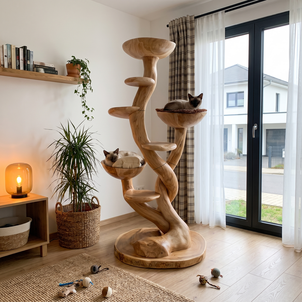 Organic Sculptural Cat Tree With Multi Level Platforms For Indoor Cats SINLHATT018