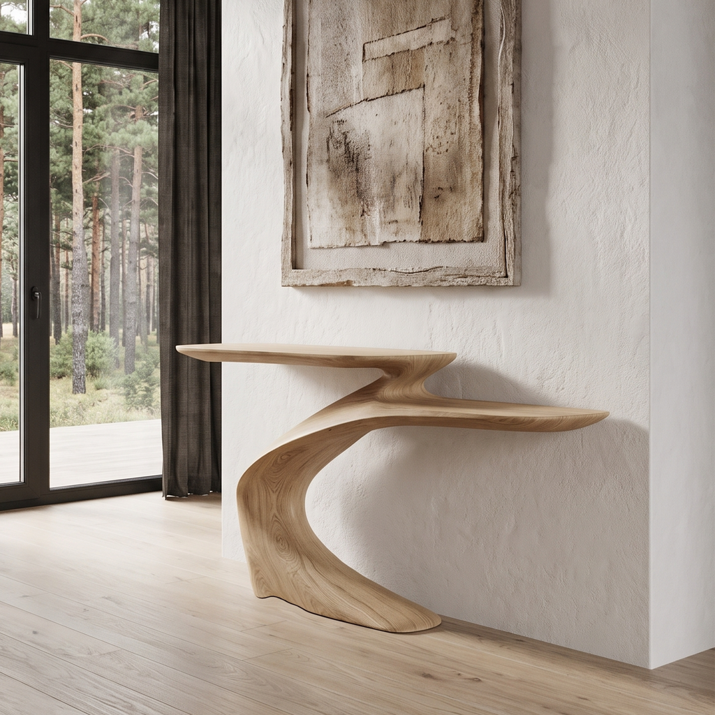 Mid Century Sculptural Console Table For Foyer And Living Room SINLHACS693