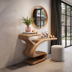 Sculptural Console Table Asymmetrical Hollow Base Design For Entryway SINLHACS694