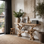 Rustic Sculptural Console Table For Entryway And Living Room SINLHACS696