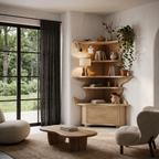 Modern Corner Bookshelf With Drawer Storage For Living Room SINLHABS074