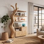 Organic Display Cabinet With Flowing Tree Silhouette For Bedroom SINLHASD542