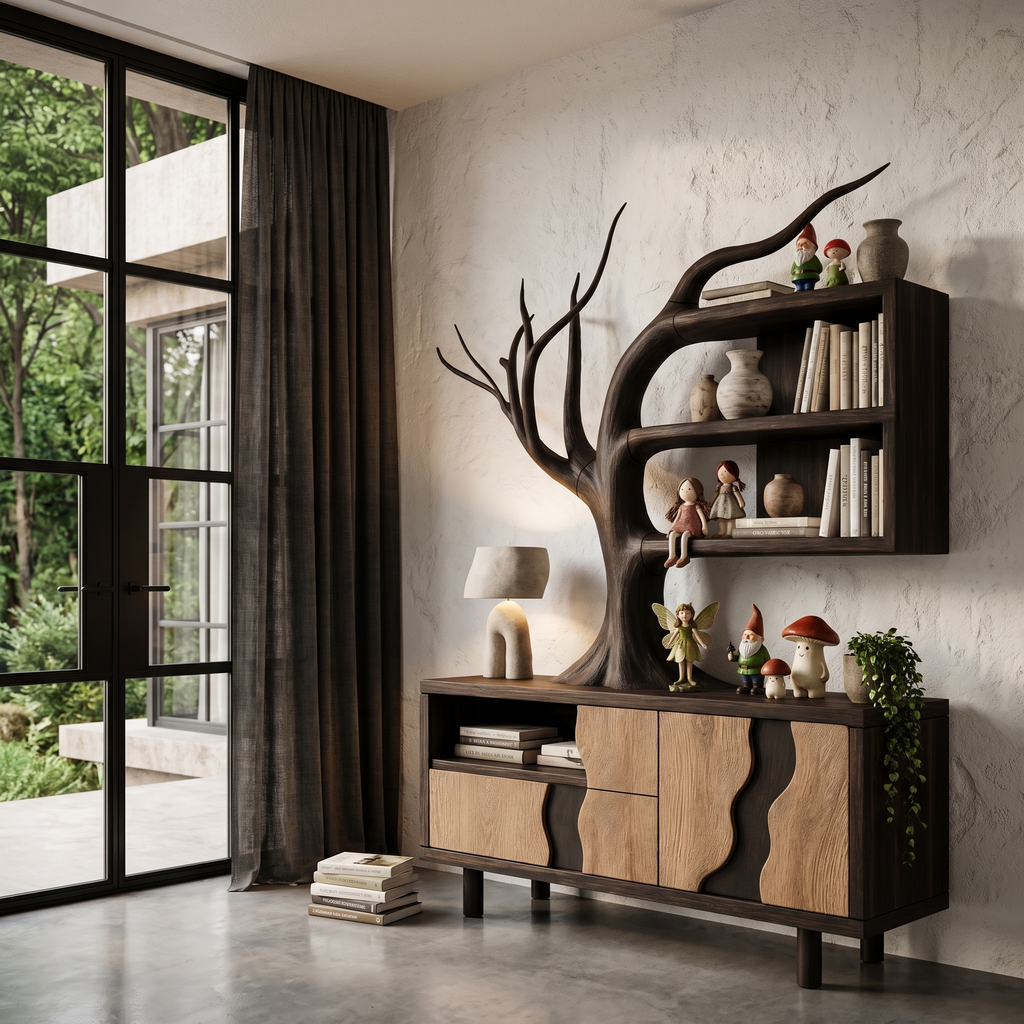 Modern Cabinet With Integrated Tree Branch Design For Living Room SINLHASD546