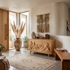 Modern Wood Sideboard With Mountain Relief For Home Interior RTTHTTSD045