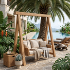 Organic Wood Swing With Backrest For Patio RTTHTTSG002