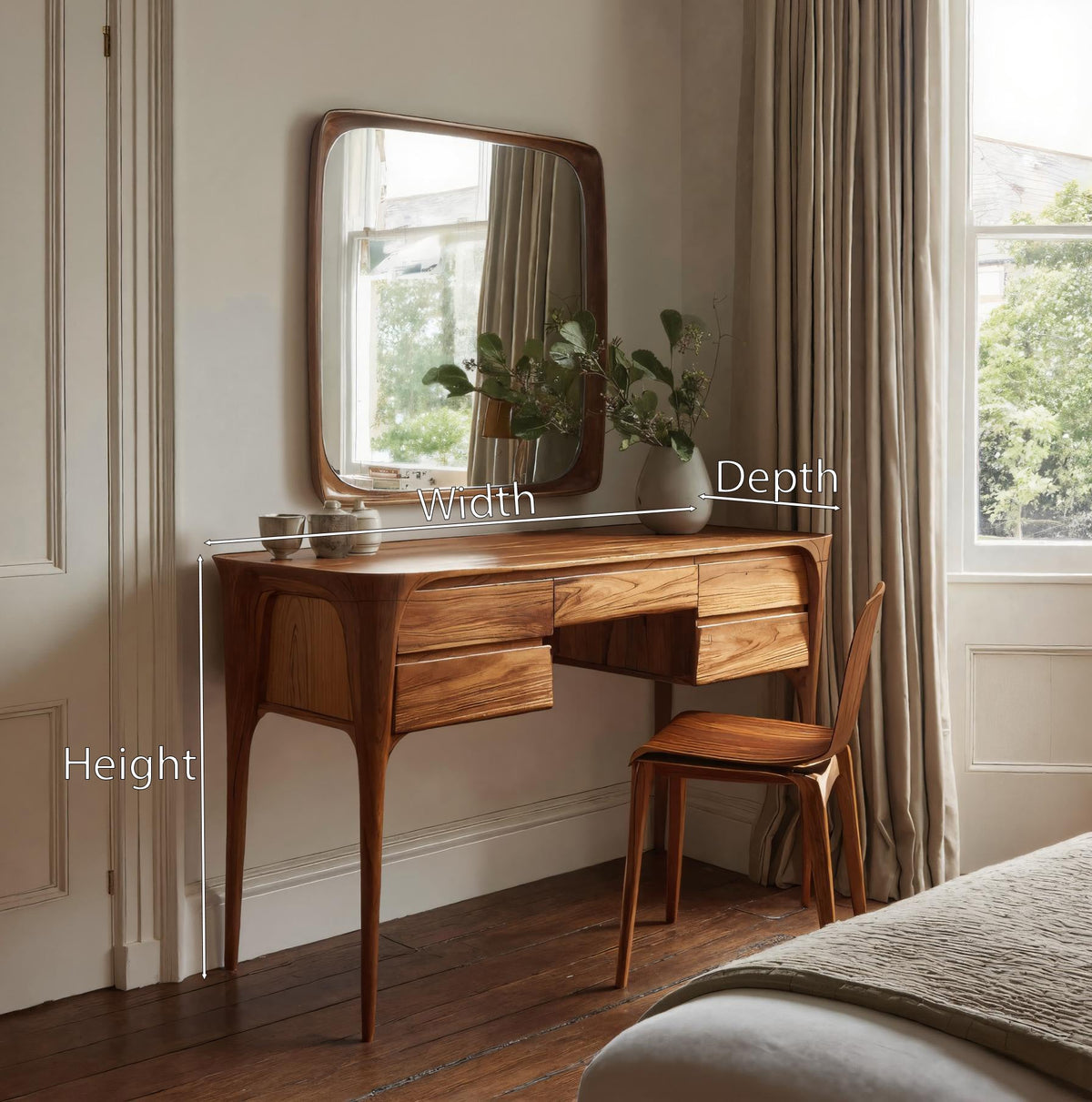 Modern Wooden Vanity Table With Drawers For Bedroom SITHHNVAN004