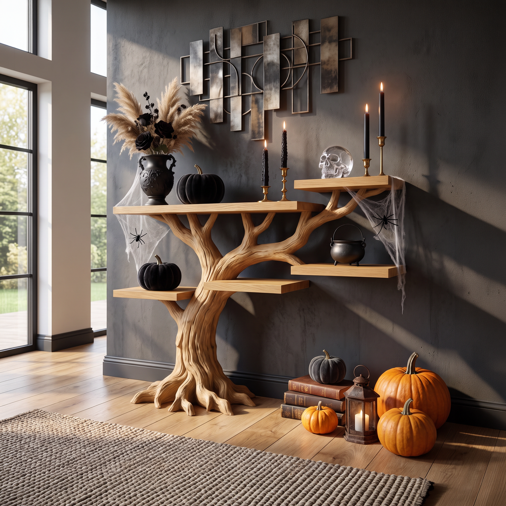 Minimalist Twisted Tree Accent Table For Witchy Halloween Vibes SILDTTNCS154