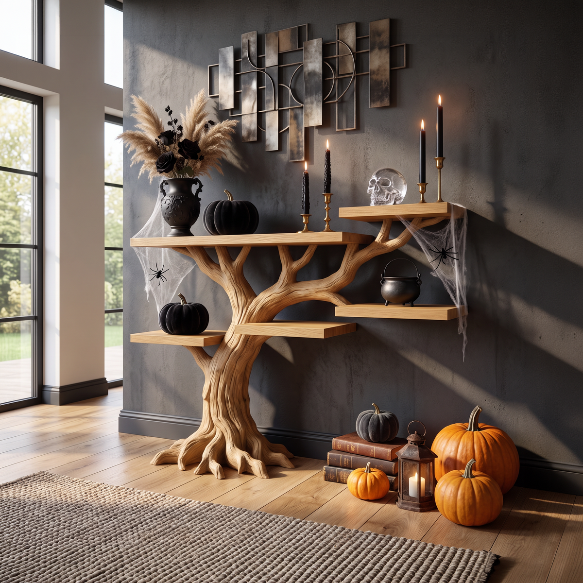 Minimalist Twisted Tree Accent Table For Witchy Halloween Vibes SILDTTNCS154