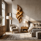 Contemporary Wood Wall Clock With Wave Sculpture For Minimalist Bedroom RTTHTTWAC013