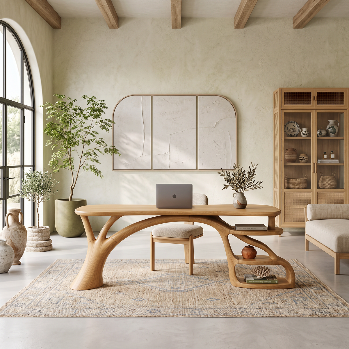 Rustic Curved Leg Writing Desk Home Office SILDTTNDE046